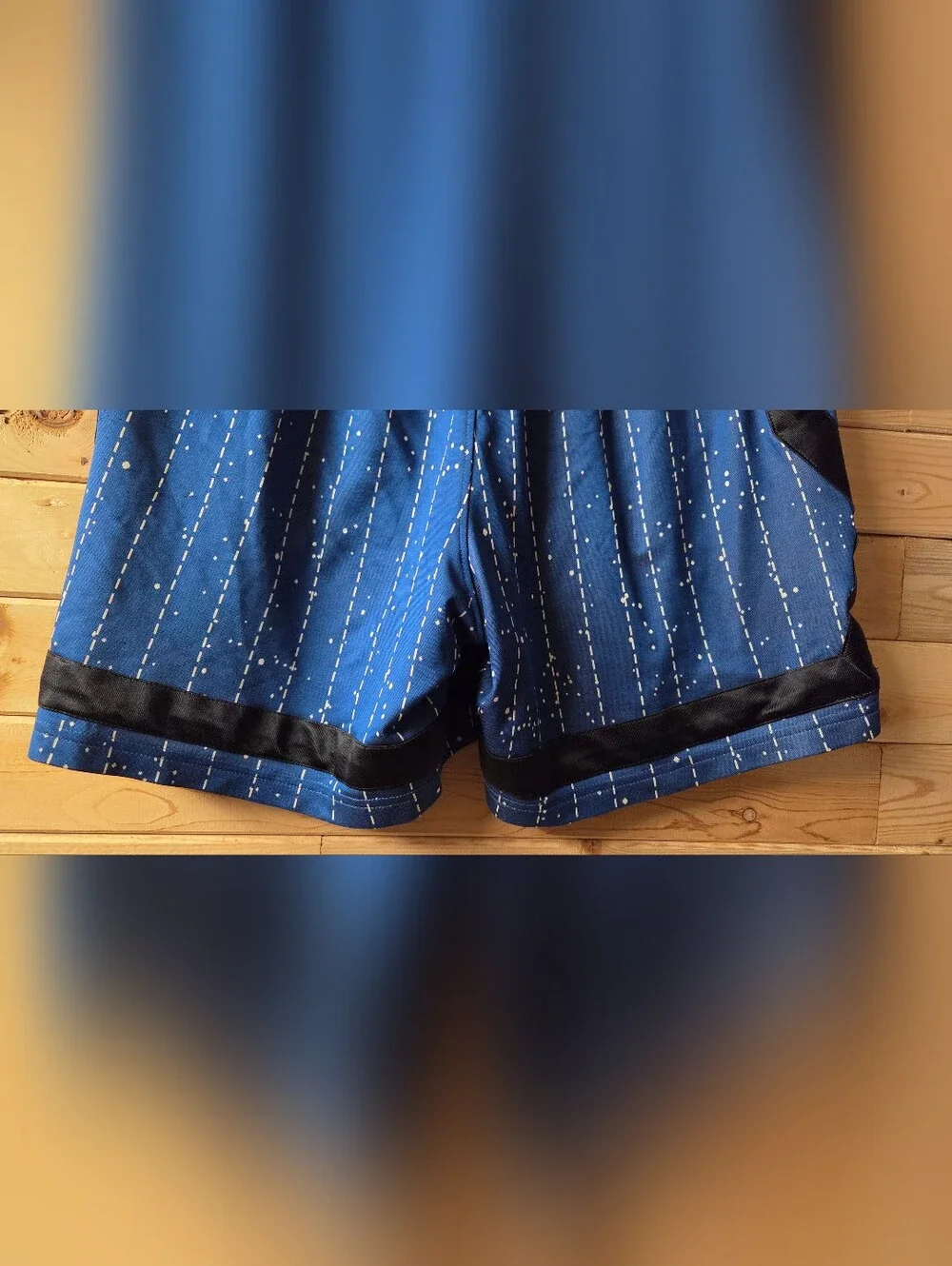 Nike Blue & Black Women's Athletic Dri-fit Swoosh Fly Crossover Striped Shorts M